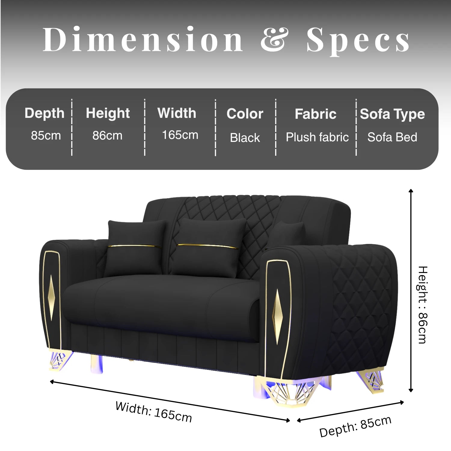 3+2 Seater Black