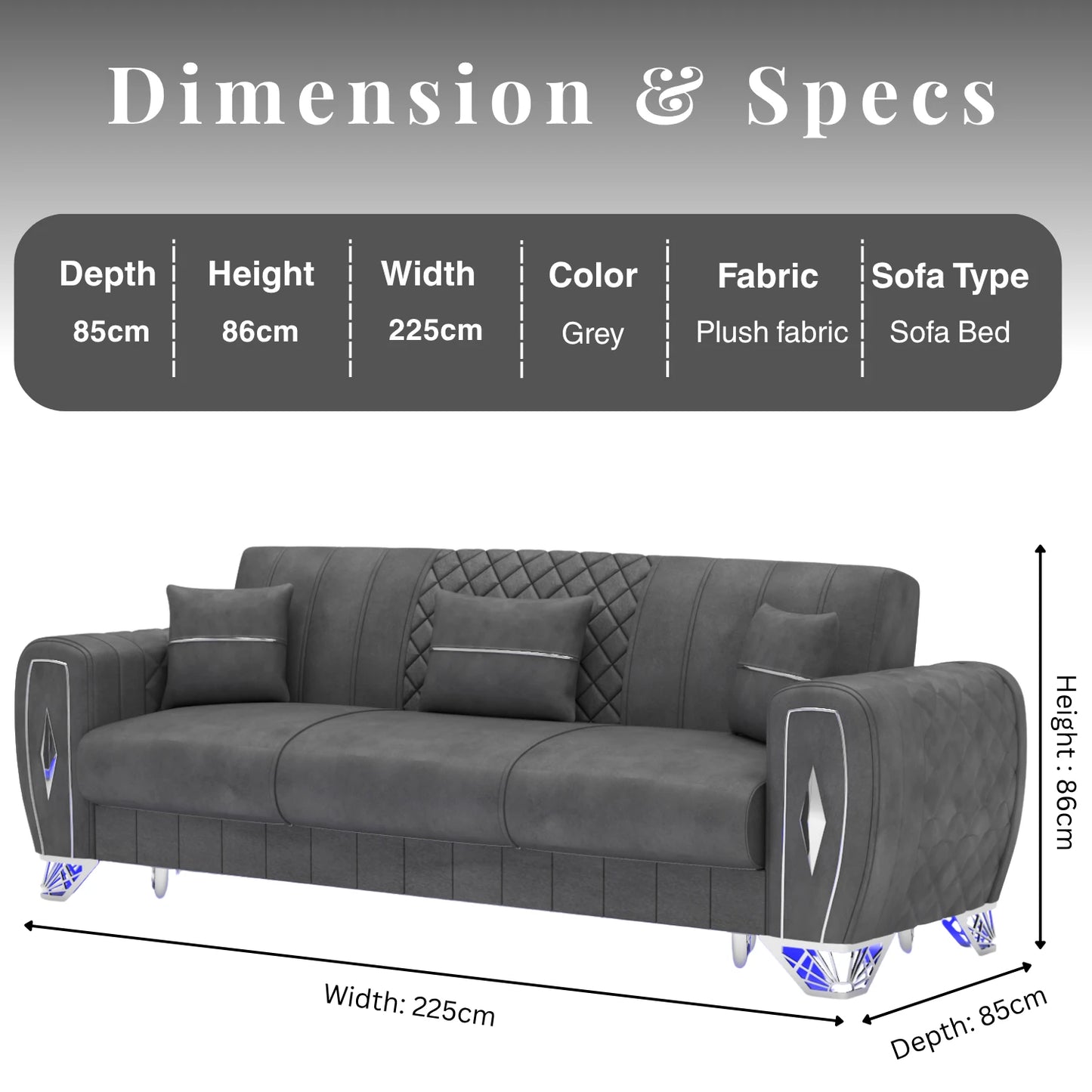3 Seater Grey
