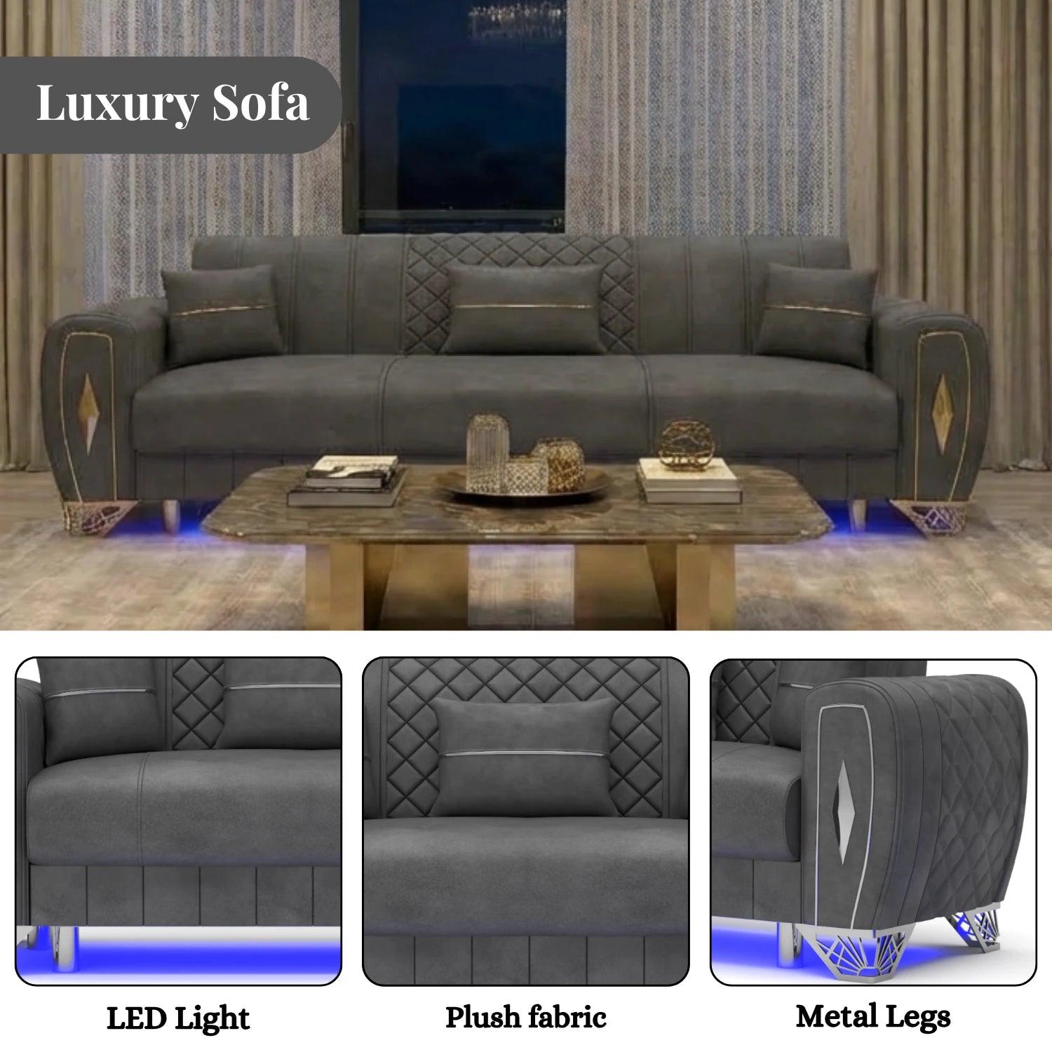 3 Seater Grey