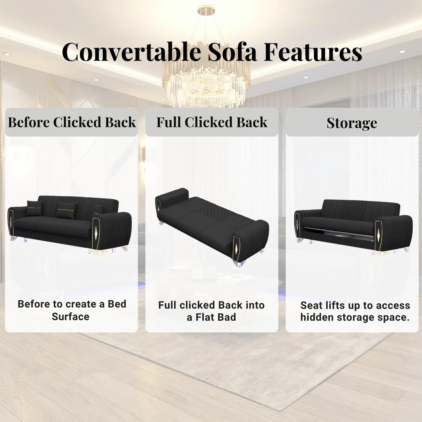 3+2 Seater Black