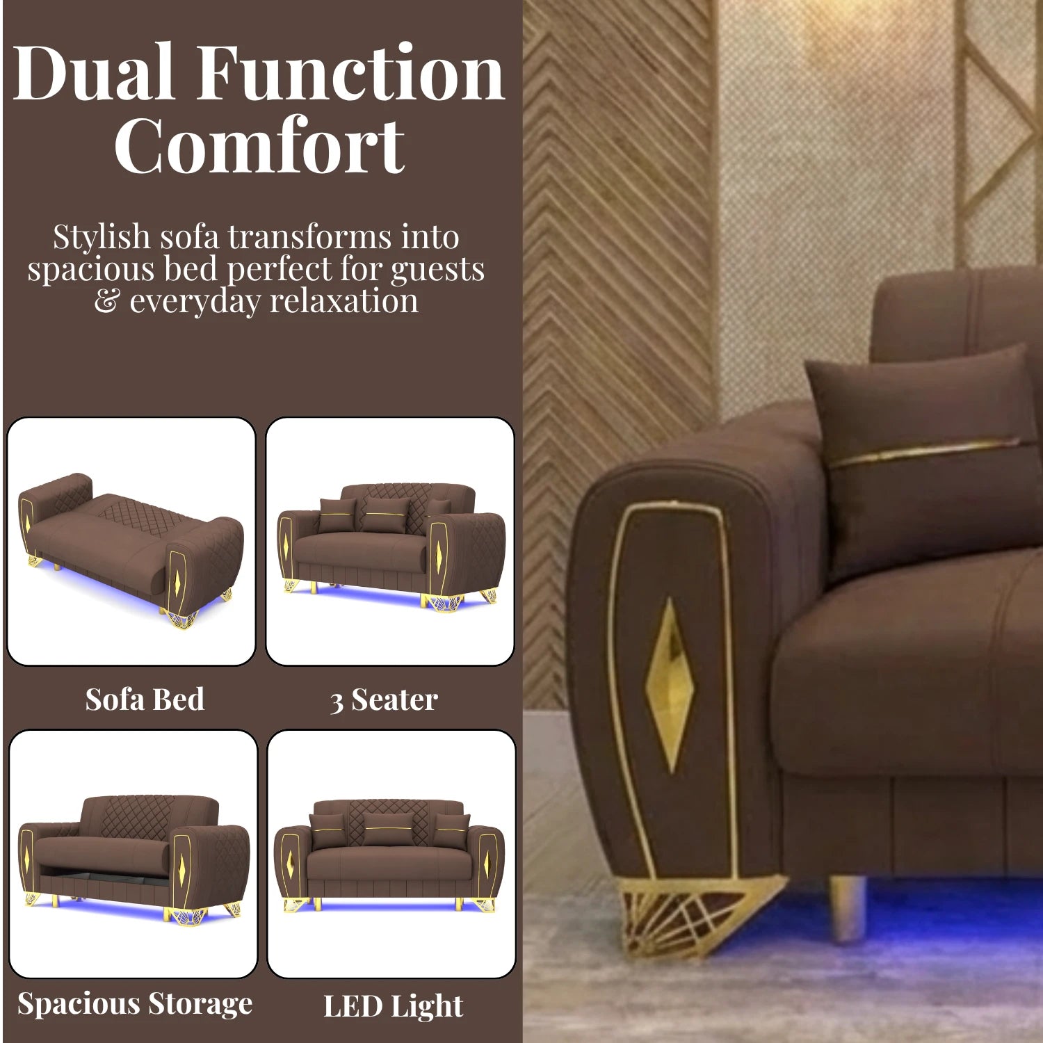 3+2 Seater Brown