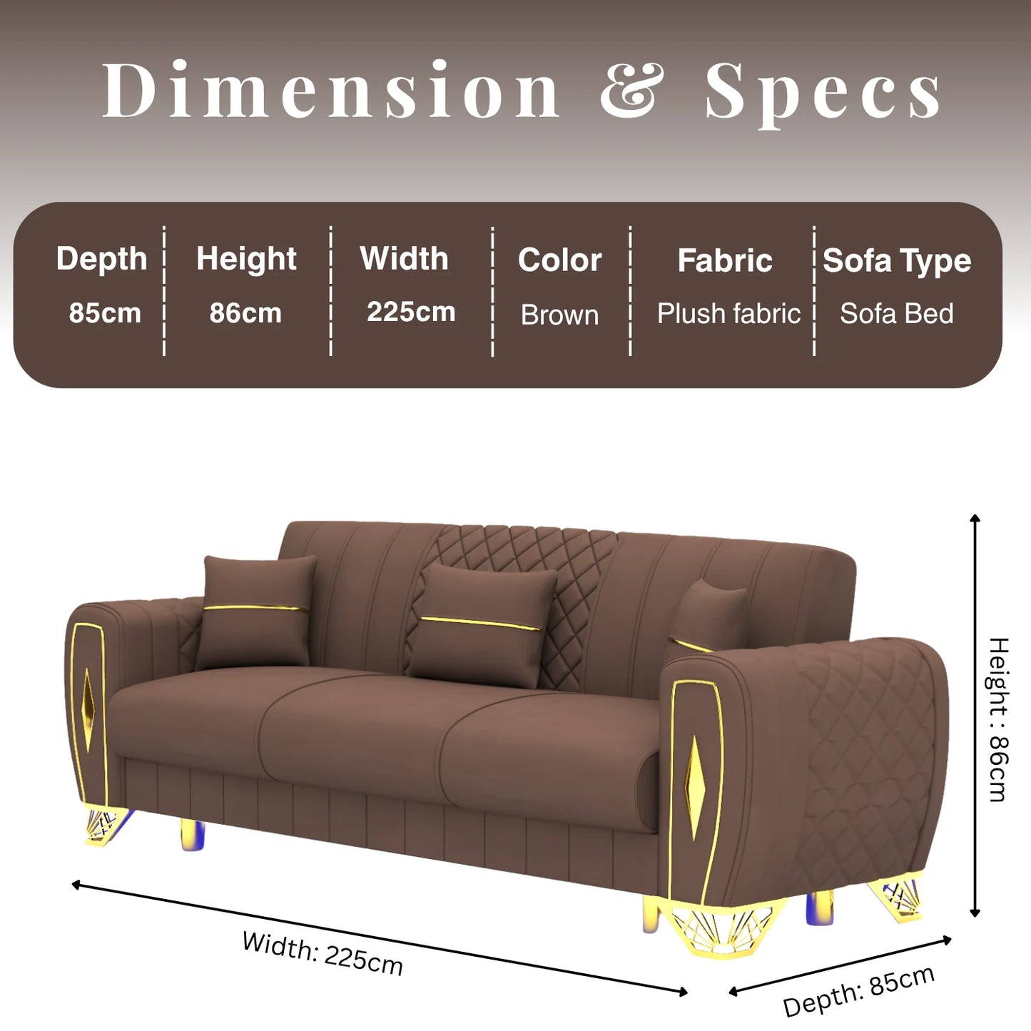 3 Seater Brown