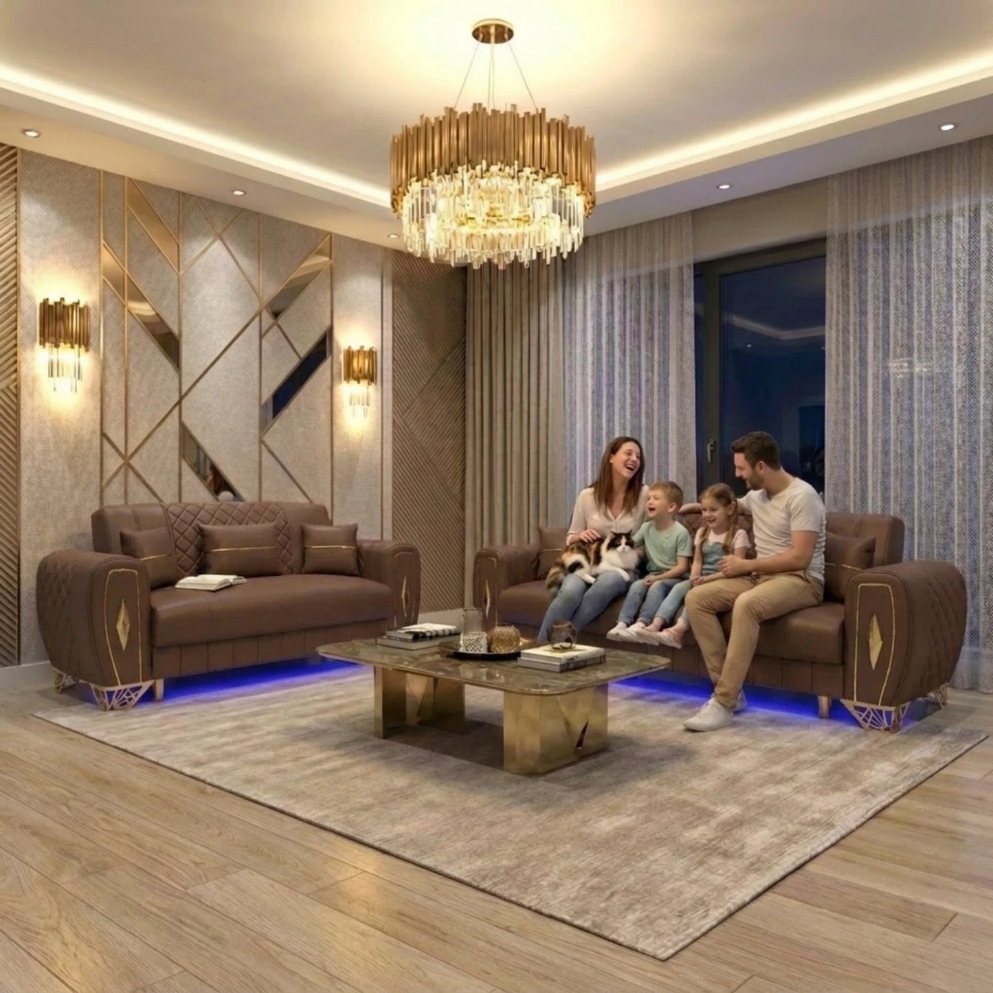 3 Seater Brown