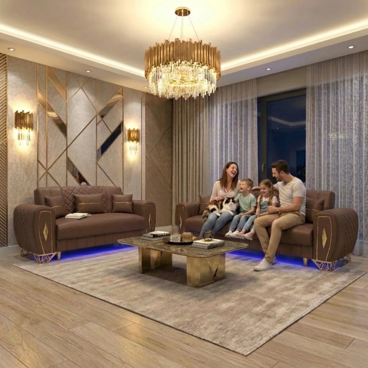 3 Seater Brown