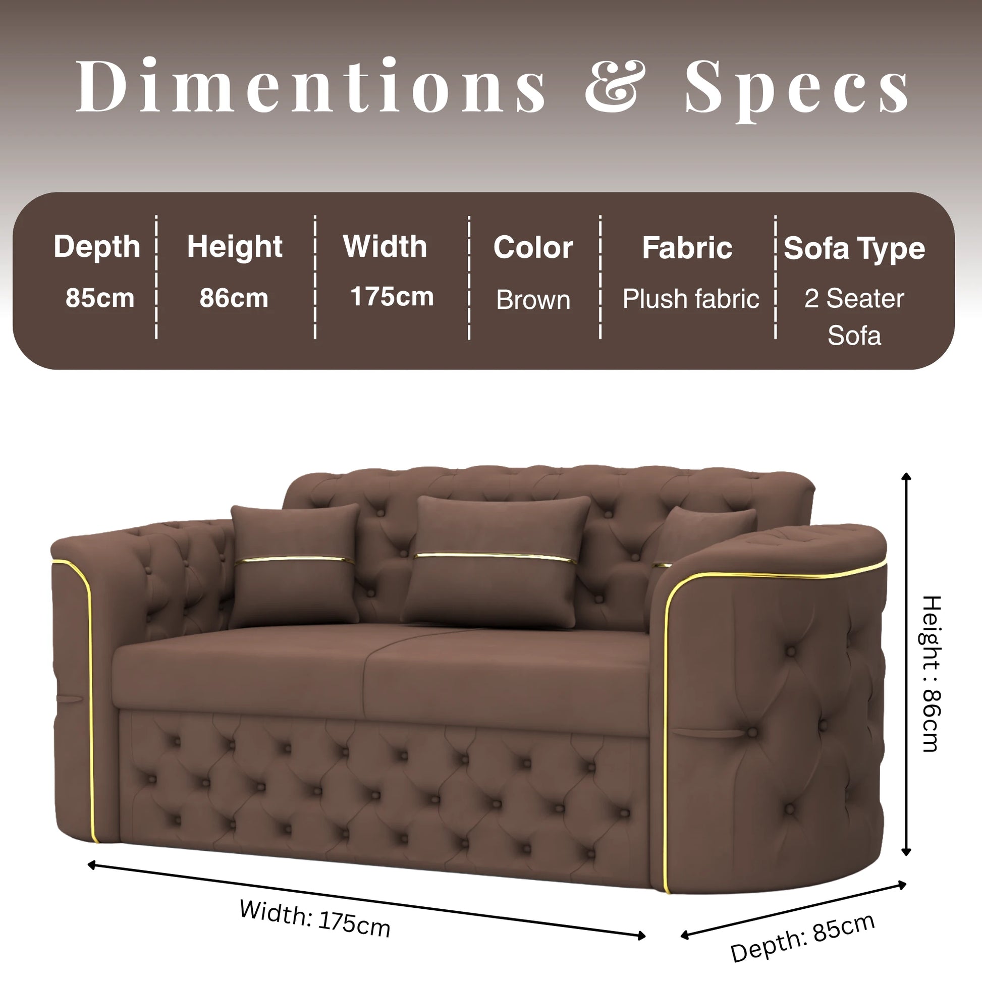 2 Seater Brown