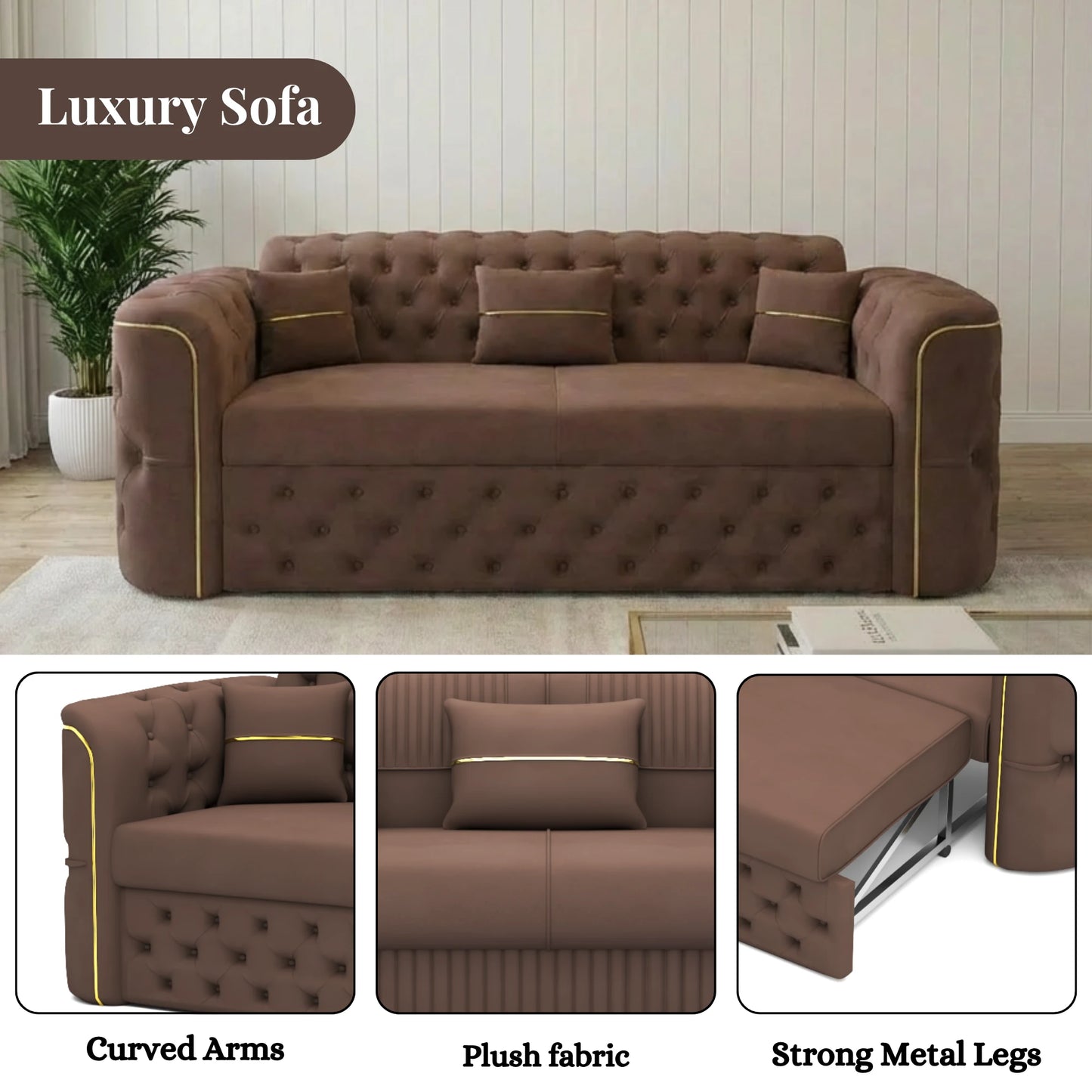 3 Seater Brown