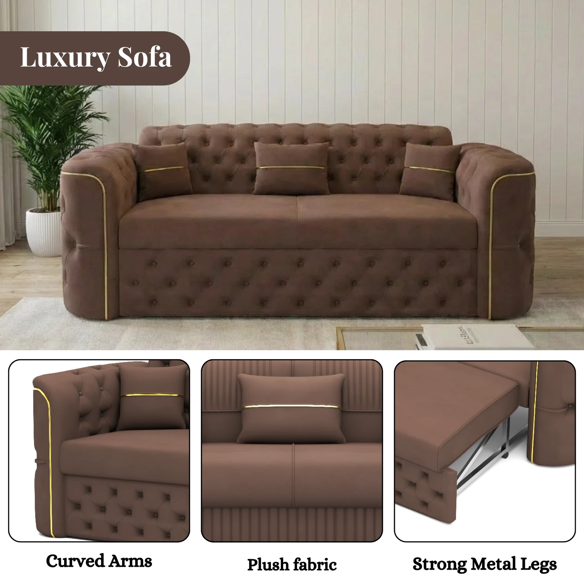 3 Seater Brown