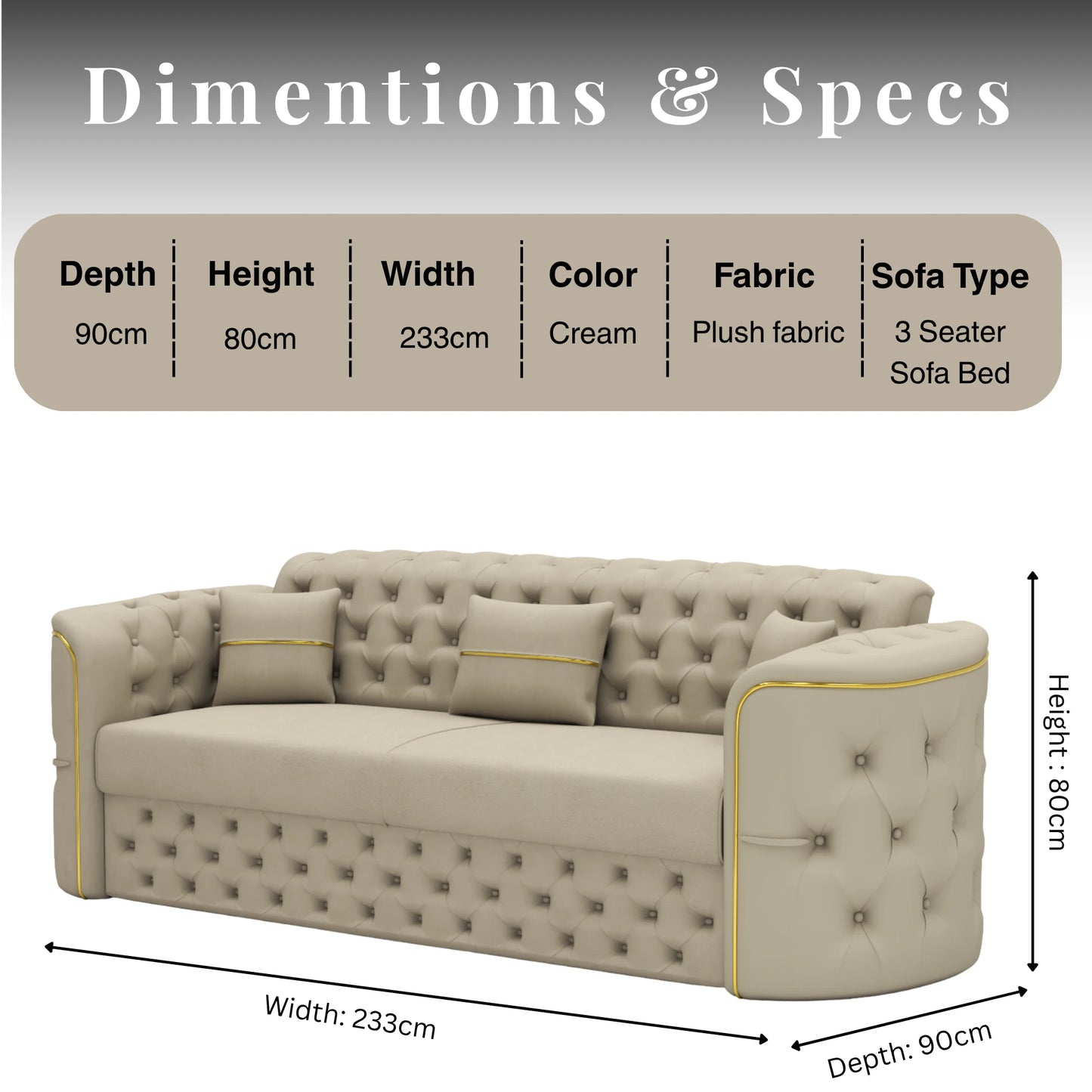 3 Seater Cream