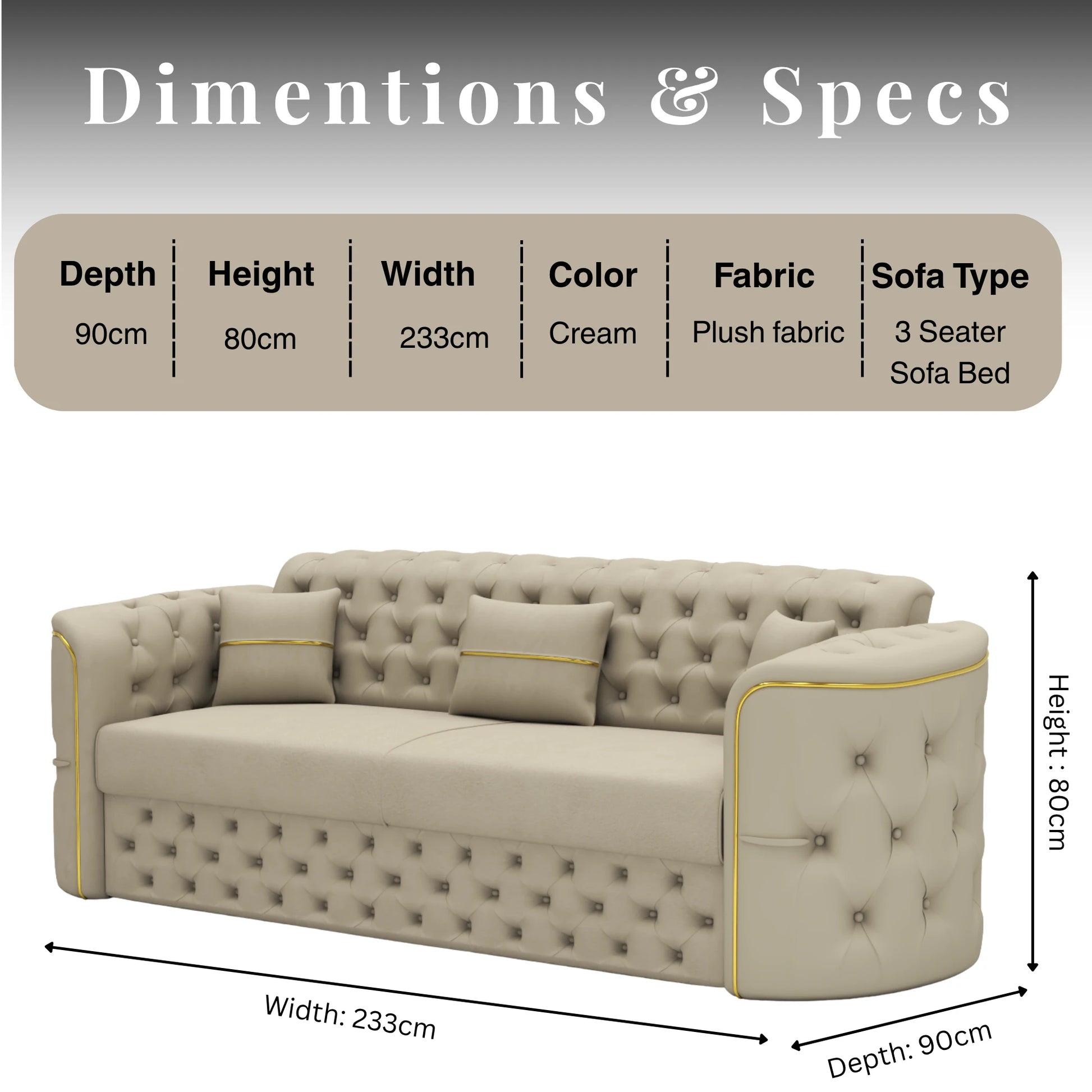 3 Seater Cream