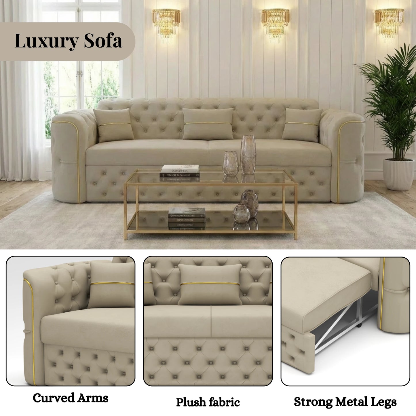 3 Seater Cream