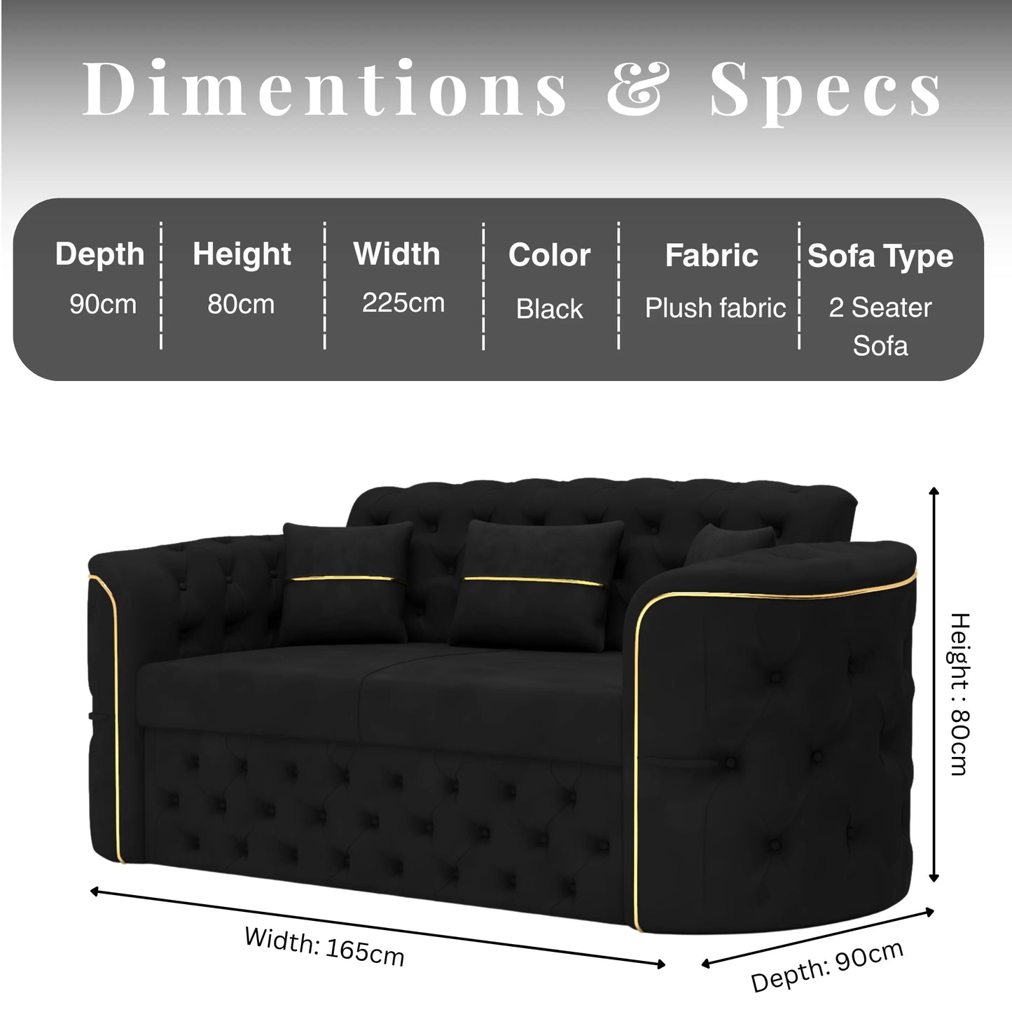 3+2 Seater Black