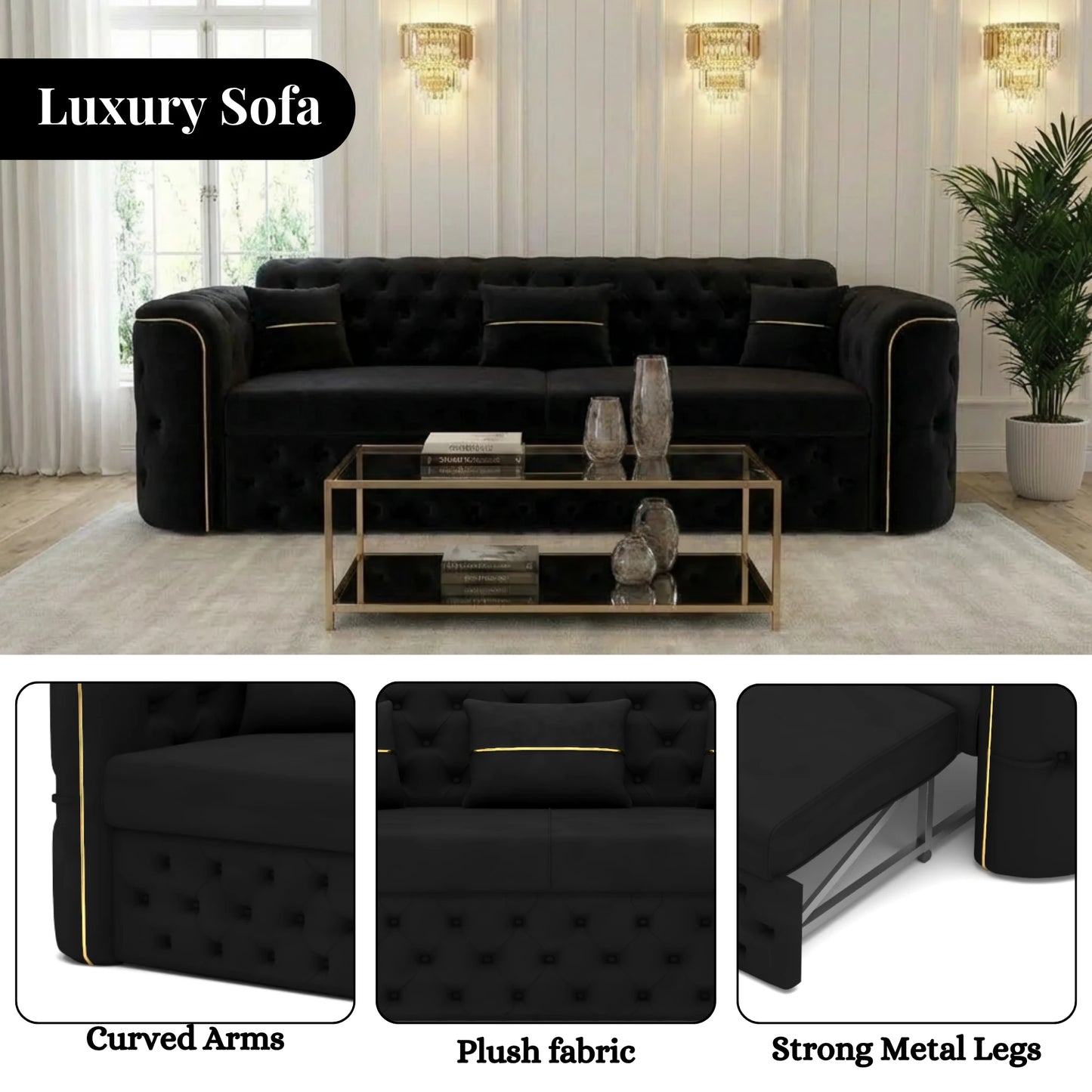 3+2 Seater Black
