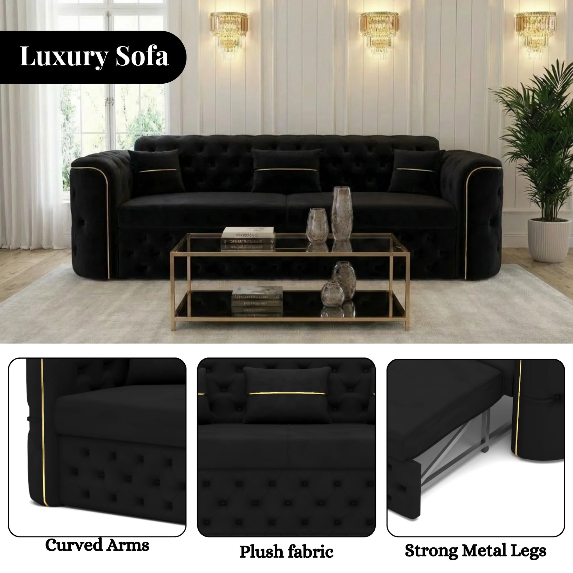 3+2 Seater Black