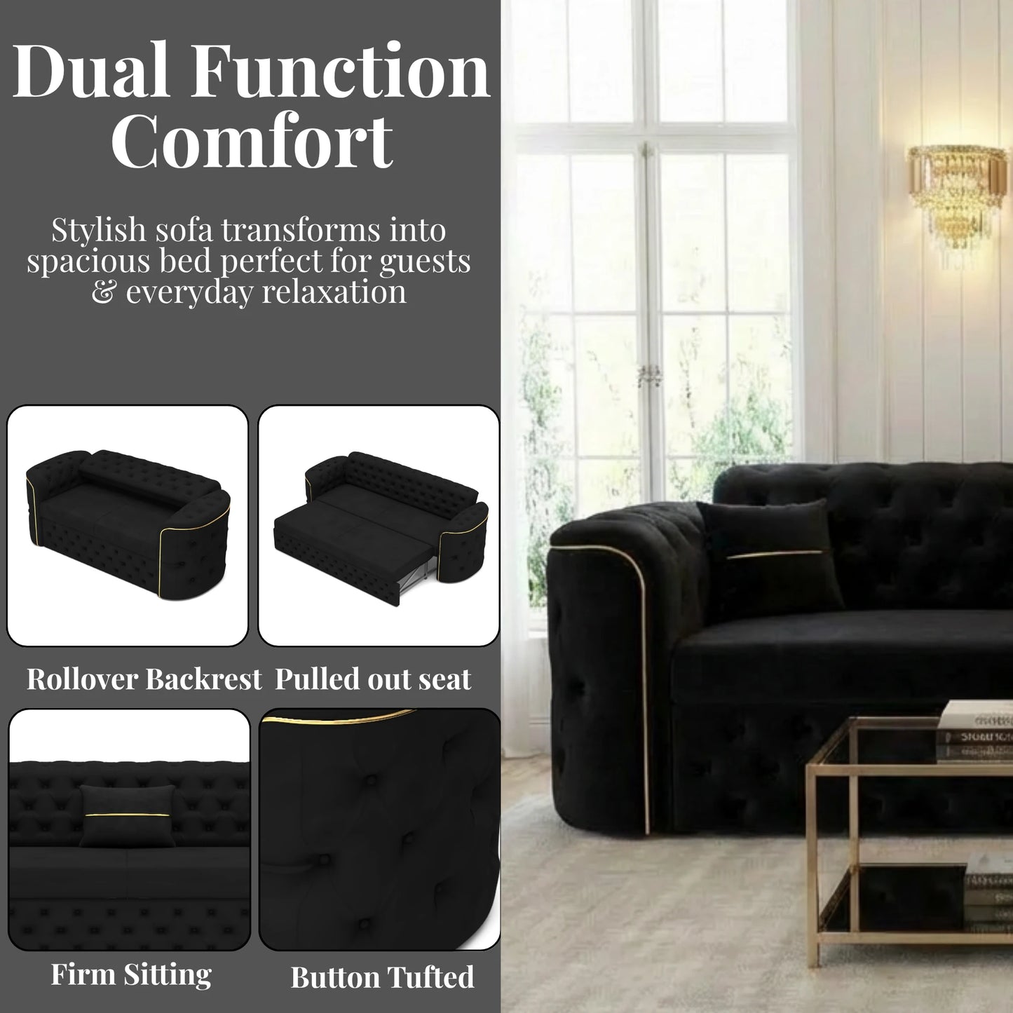 3 Seater Black