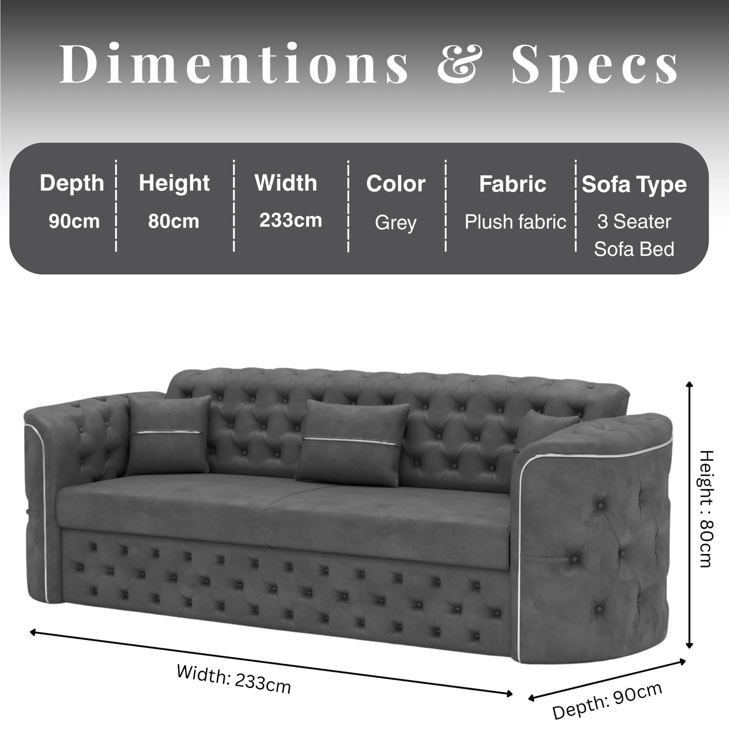 3 Seater Grey
