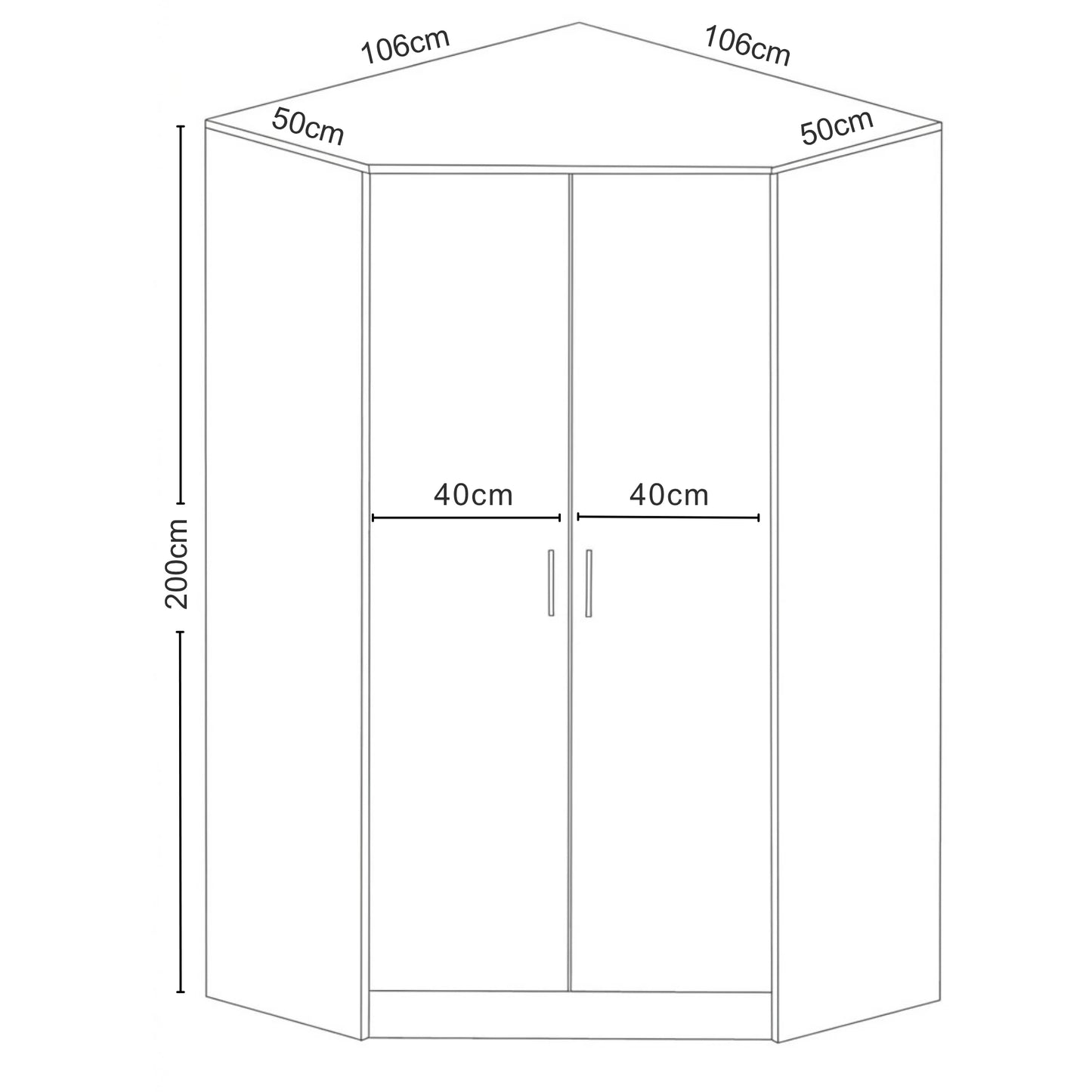 Verona Corner 2 Door Wardrobe